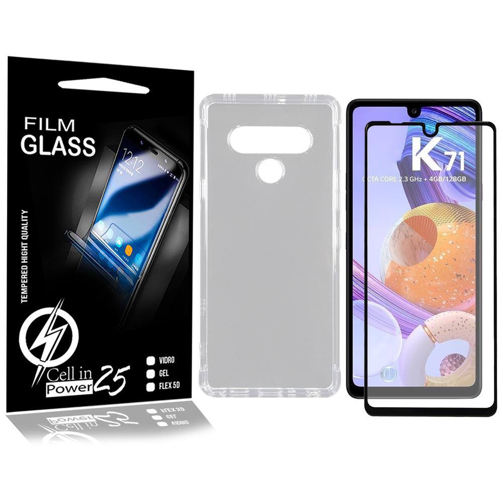 Capinha Celular Transparente + 2 Pelicula De Vidro 3D LG K71 Lmq730baw 6.8  - CELL IN POWER25 | Extra