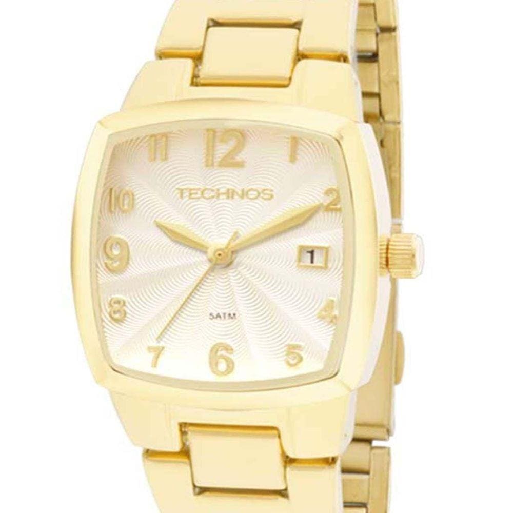 Relógio Technos Feminino Dourado Quadrado Mini 2015CAF/4K