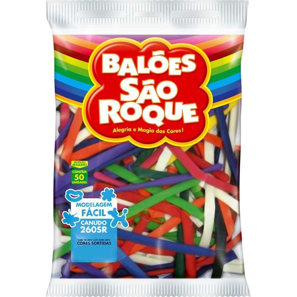 Balao Canudo 260Sr Cores Sortidas Pct.C/50 - Sao Roque