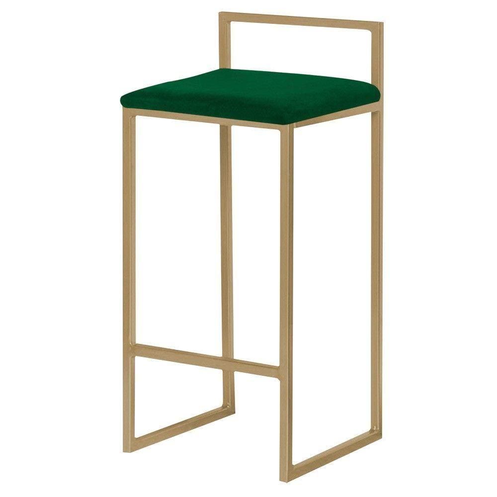 Banqueta Decorativa Jasmine Base Gold Suede Verde