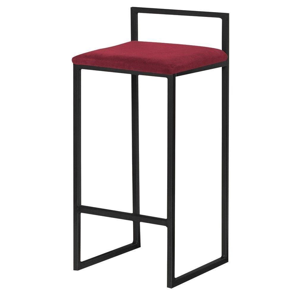 Banqueta Decorativa Jasmine Base Preto Suede Bordô