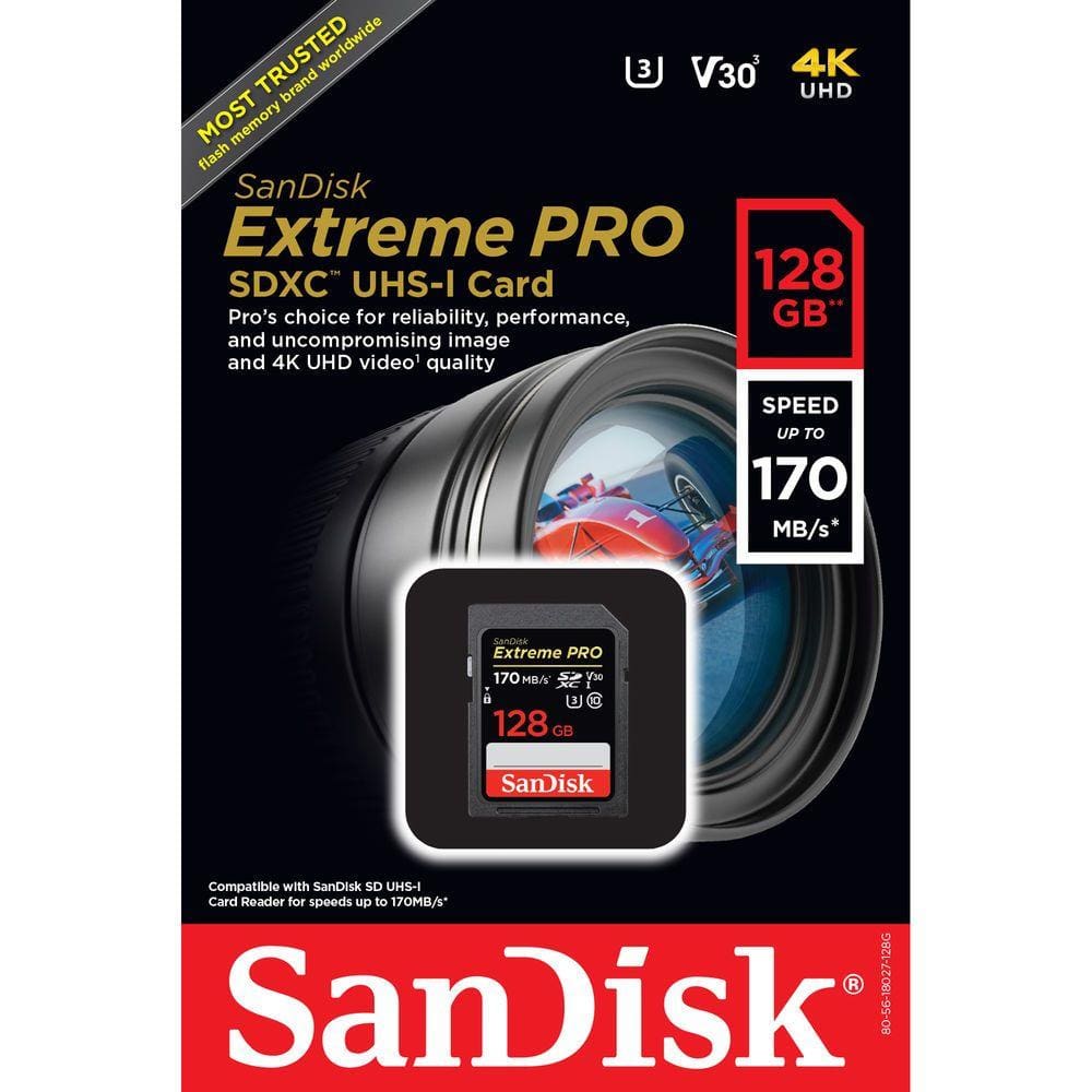 Cartão De Memória Sandisk 128Gb Extreme Pro Sdhc - 170Mb/S