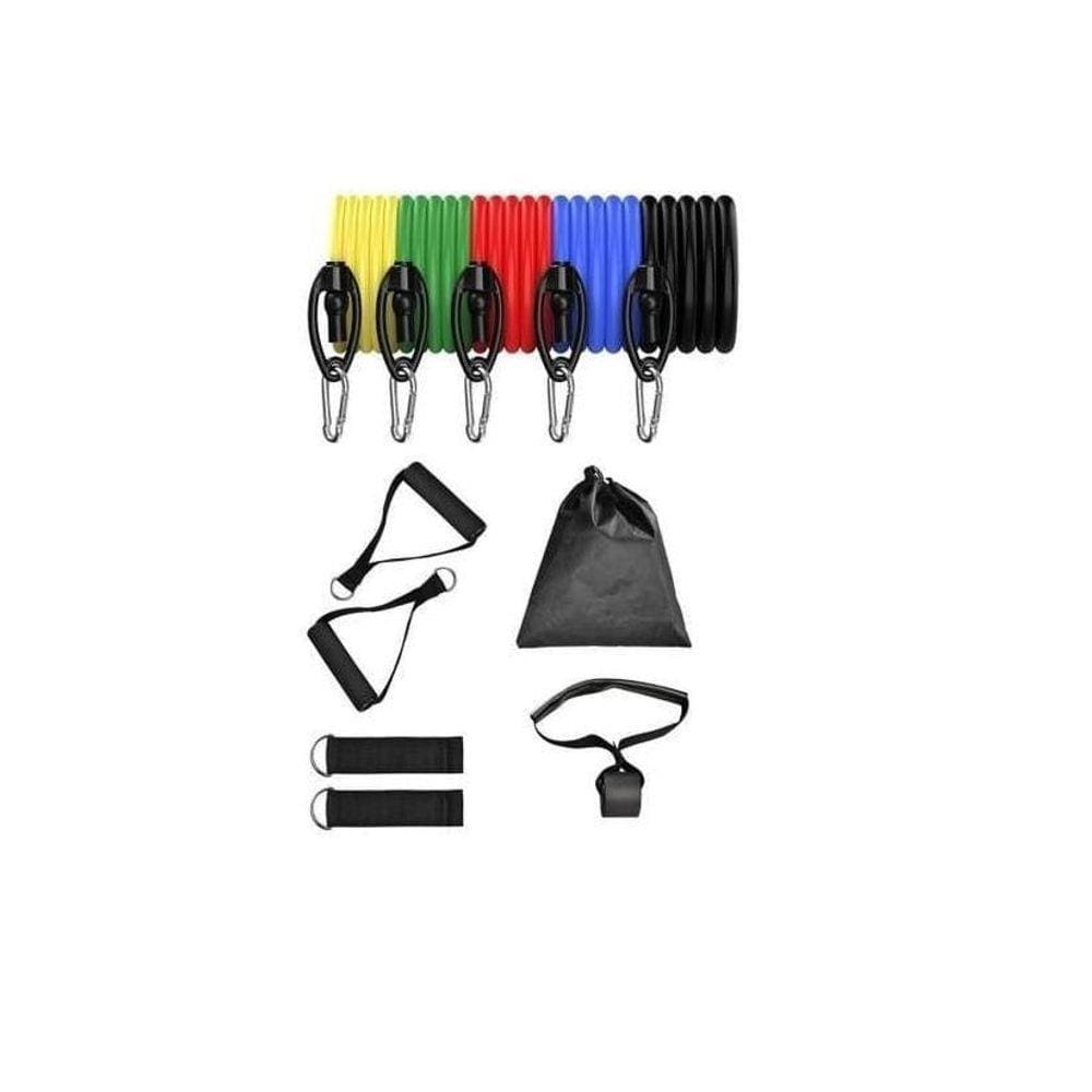 Kit Extensor Elástico 11 Peças Exercício Fitness Pilates