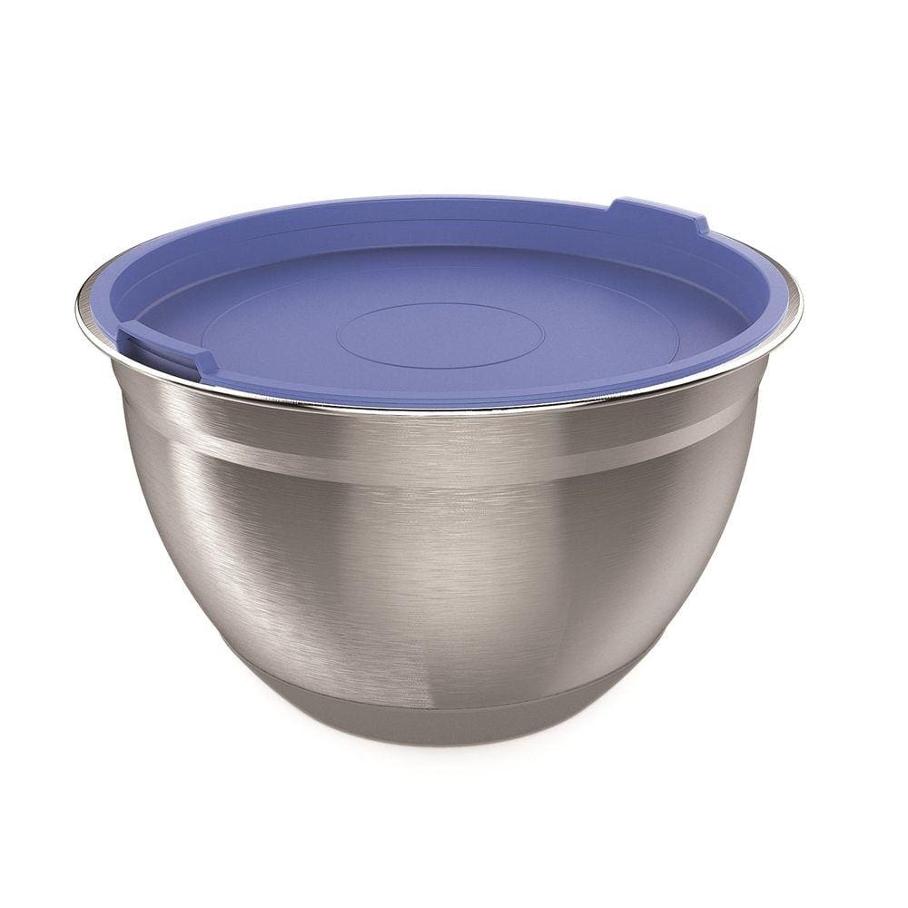 Bowl tigela em inox 2,1 litros com base silicone e tampa em PP 20 cm