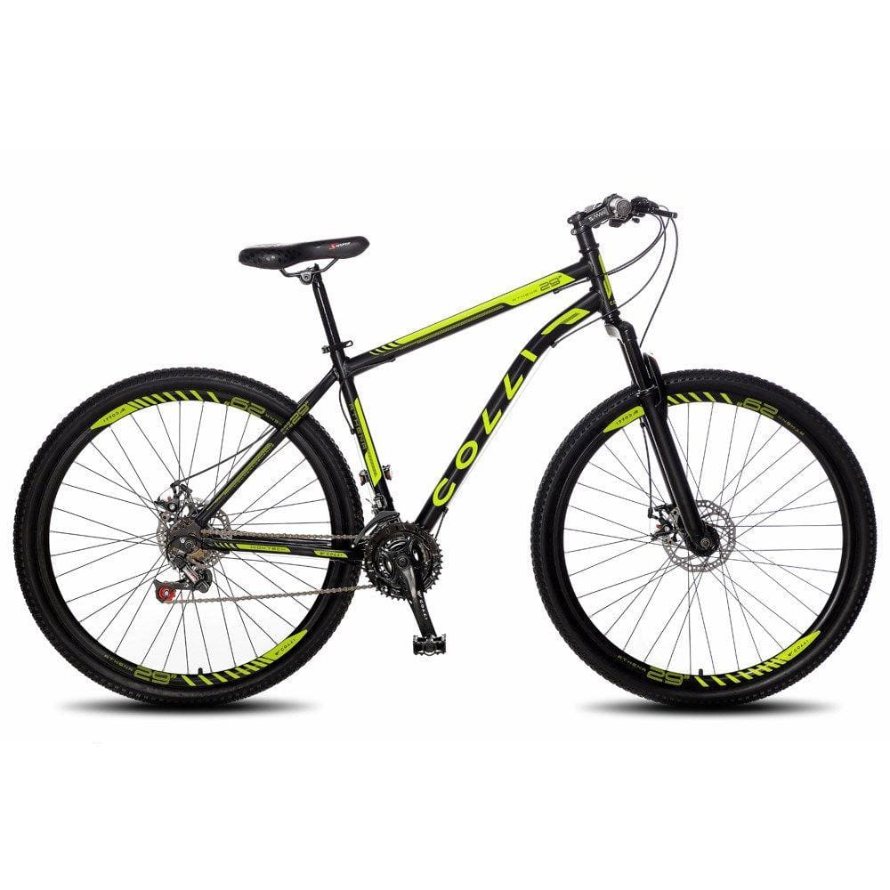 Bicicleta Athena Aro 29 Aço 21v Suspensão Dianteira Freio Mecânico Preto/Amarelo Neon - Colli Bike