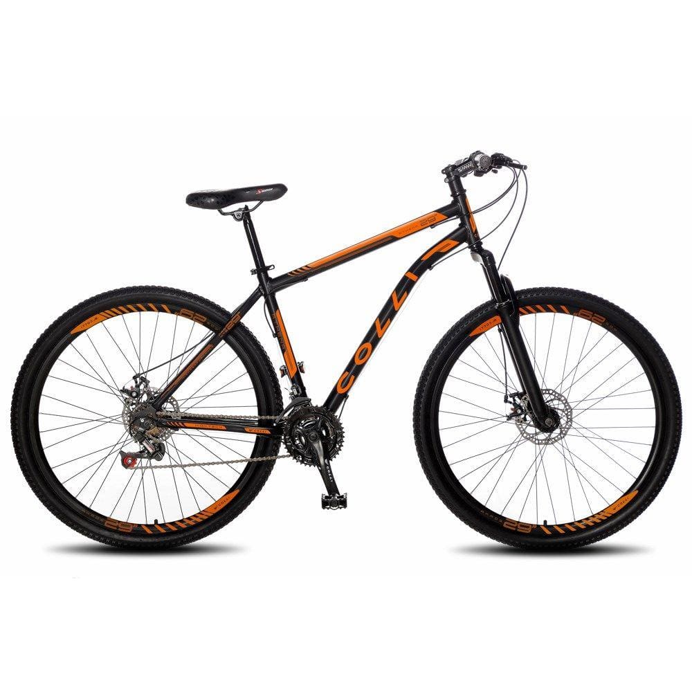 Bicicleta Athena Aro 29 Aço 21v Suspensão Dianteira Freio Mecânico Preto/Laranja Neon - Colli Bike