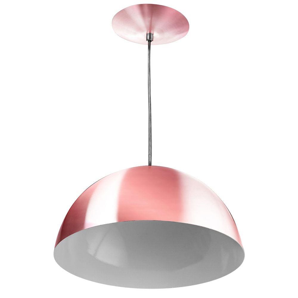 Lustre Pendente Meia Lua 40cm De Alumínio Gold Rose