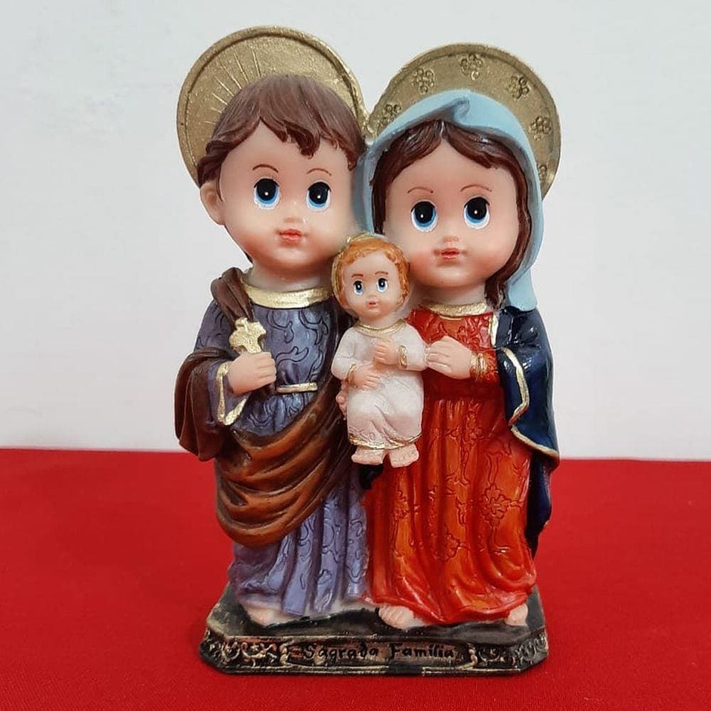 Imagem Infantil da Sagrada Família de Resina - 15 cm