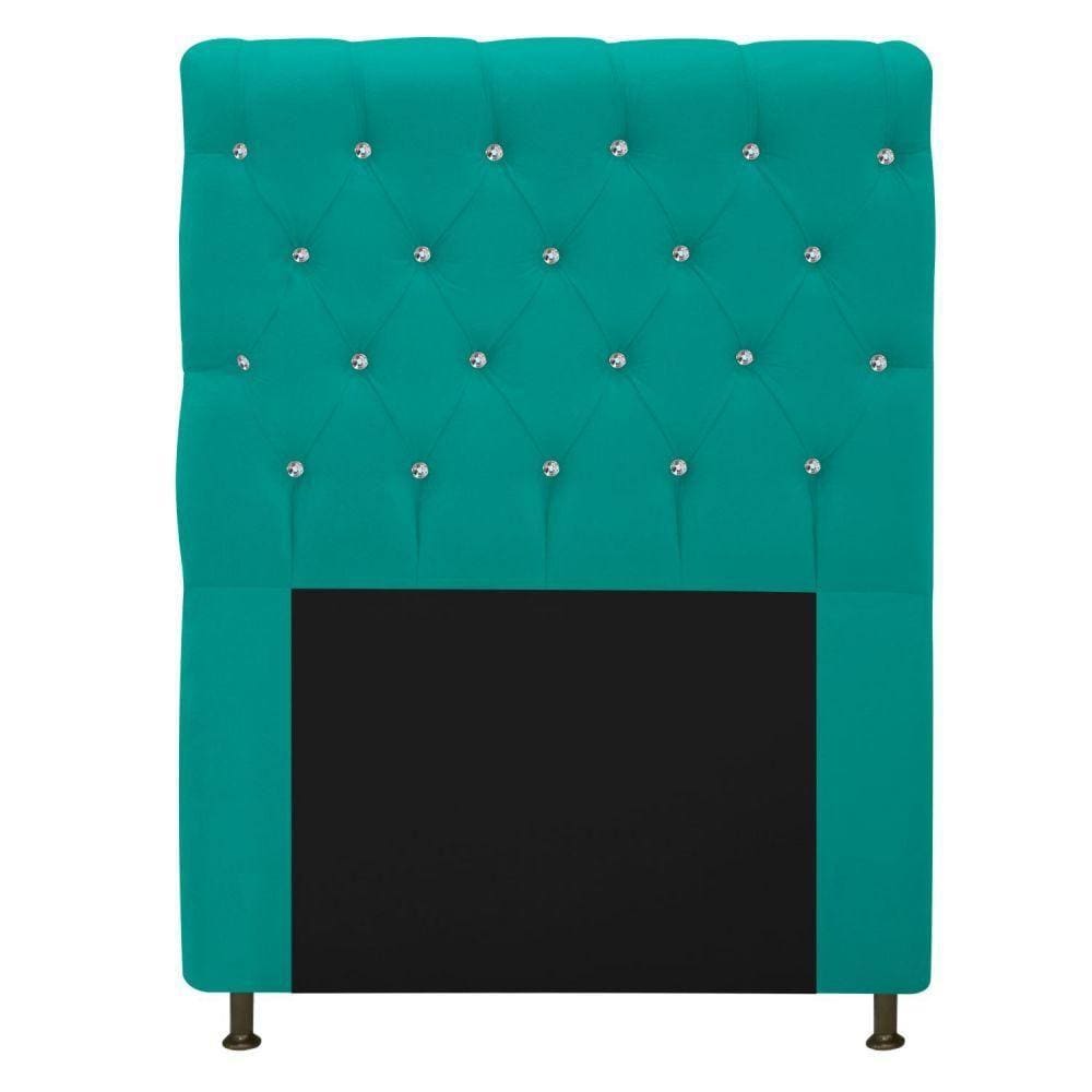 Cabeceira Estofada Cristal 90cm Solteiro Azul Turquesa