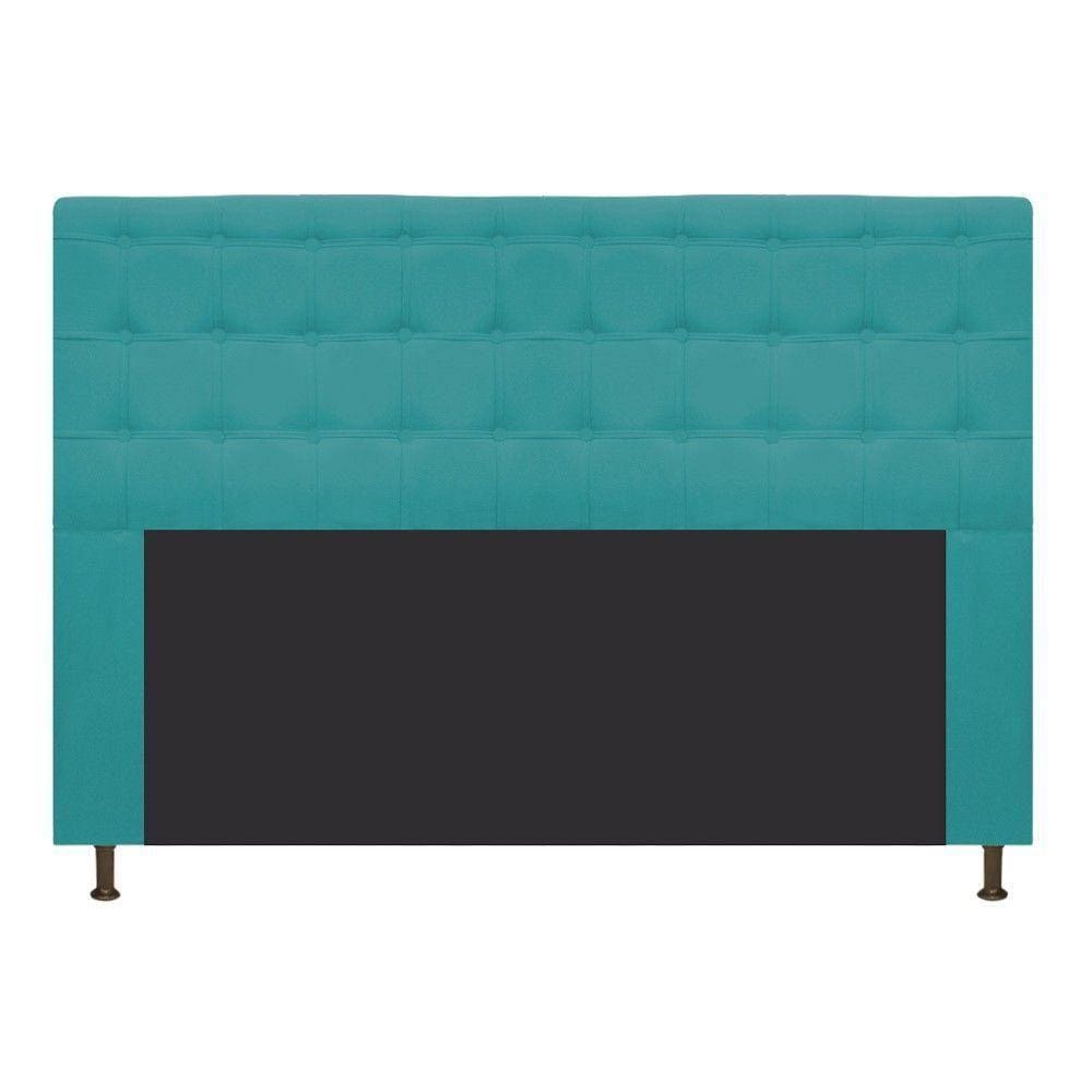 Cabeceira Estofada Dama 160Cm Queen Size Suede Azul Turquesa