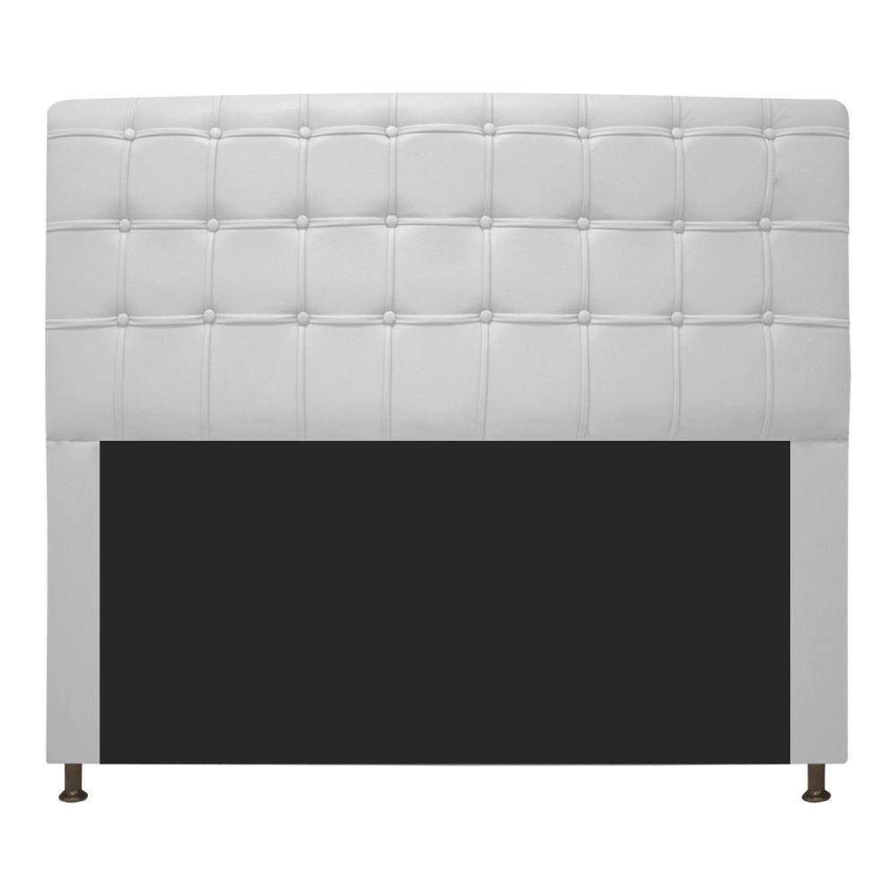 Cabeceira Estofada Dama 140 Cm Casal com Botonê Branco