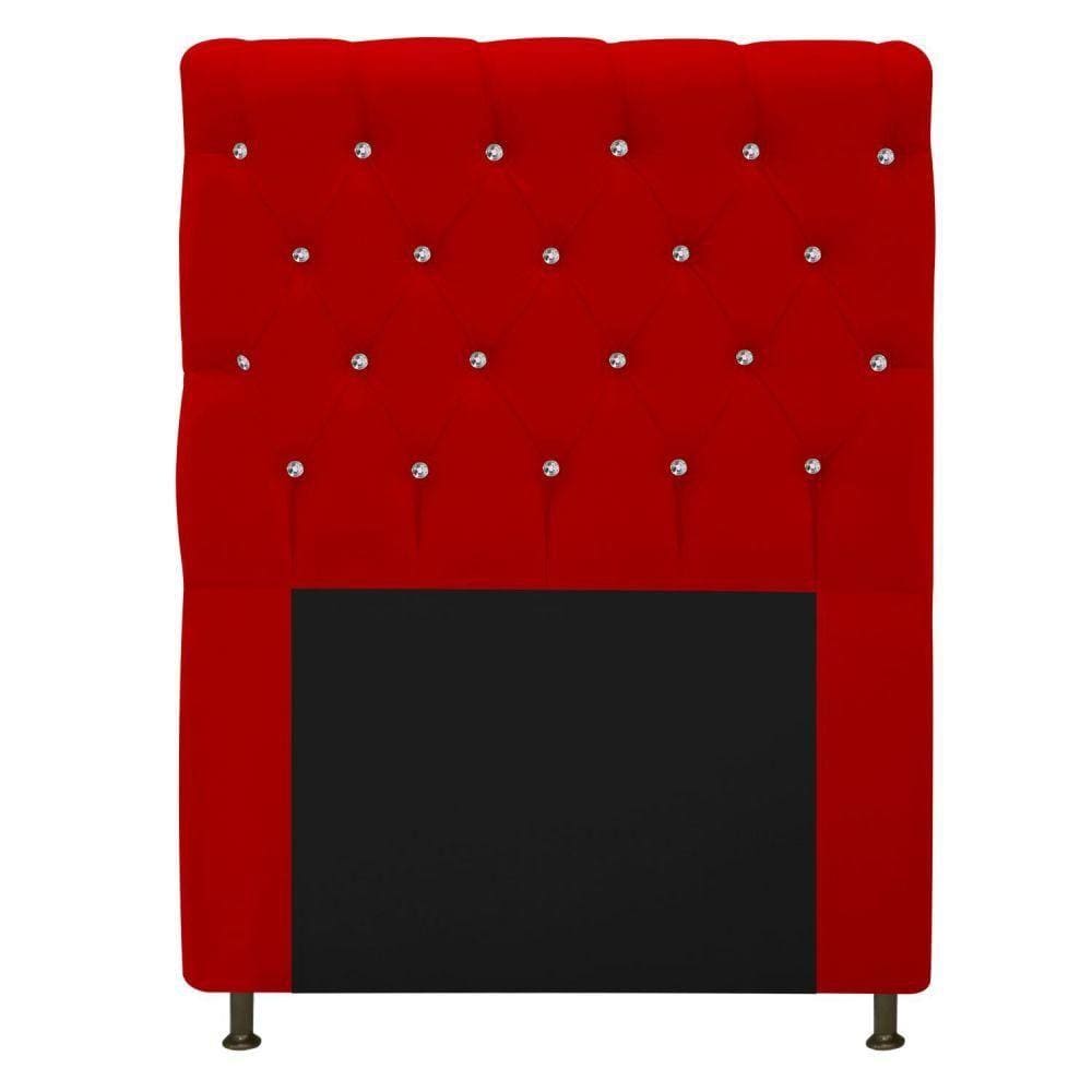 Cabeceira Estofada Cristal 90cm Solteiro Vermelho