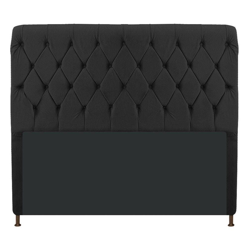 Cabeceira Estofada Cristal 140cm Casal Preto