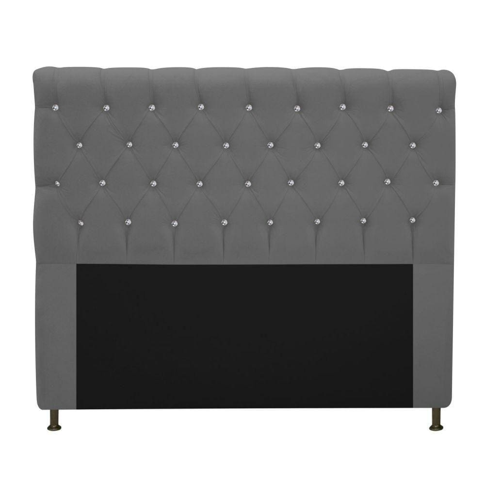 Cabeceira Estofada Cristal 195cm King Size Cinza