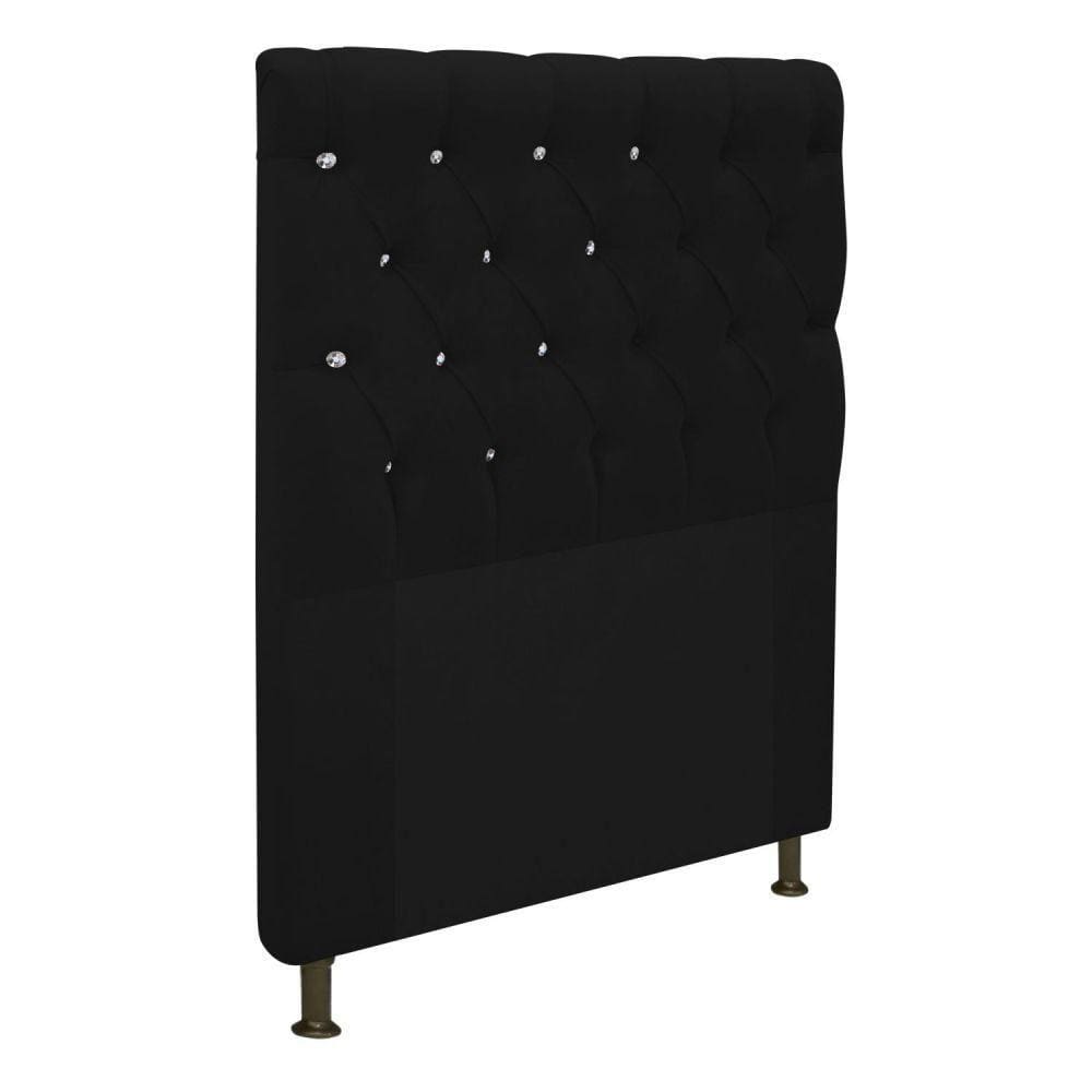 Cabeceira Estofada Cristal 90cm Solteiro Preto