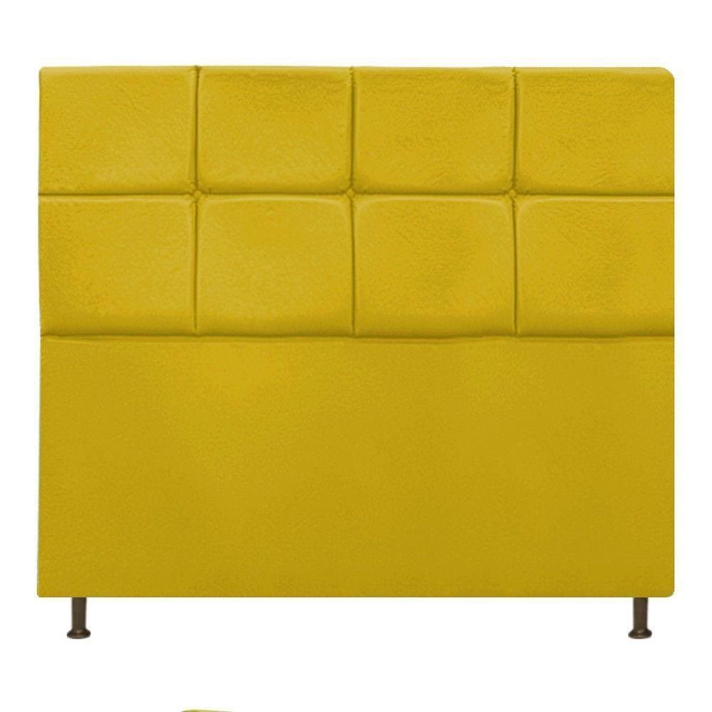Cabeceira Estofada Damares 140cm Casal Botonê Suede Amarelo