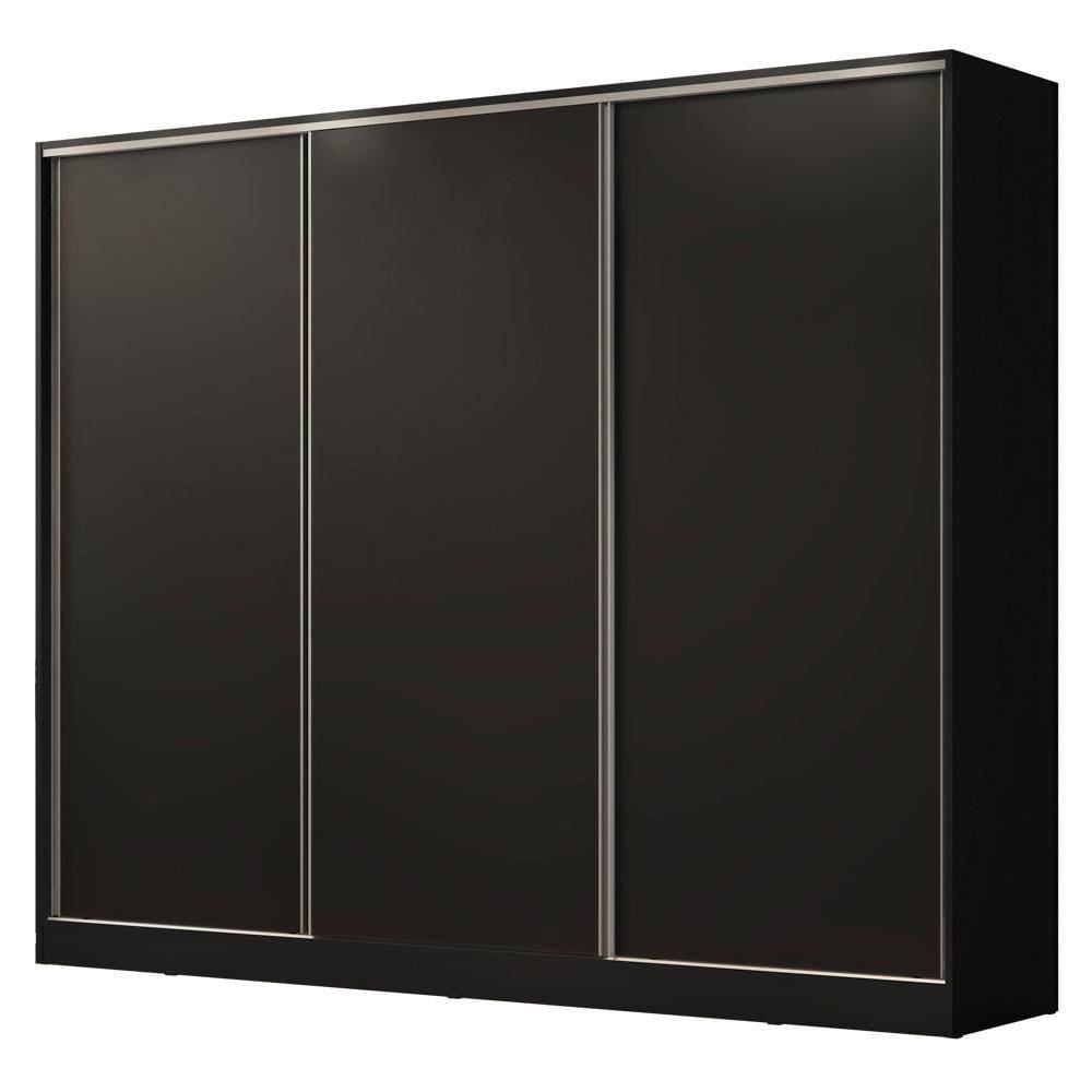 Guarda Roupa Casal Royale 3 Portas de Correr Preto