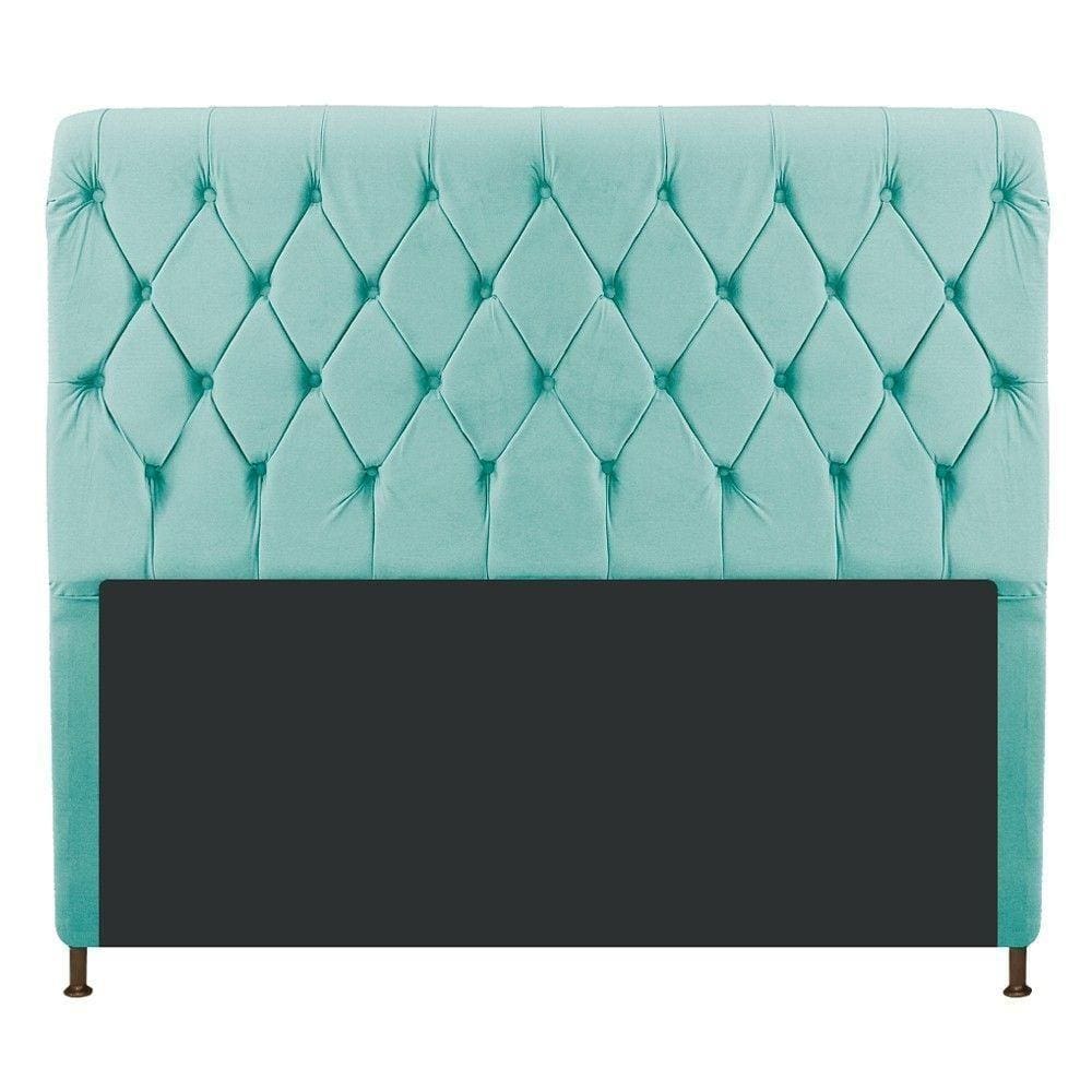 Cabeceira Estofada Cristal 160cm Queen Size Azul Tiffany