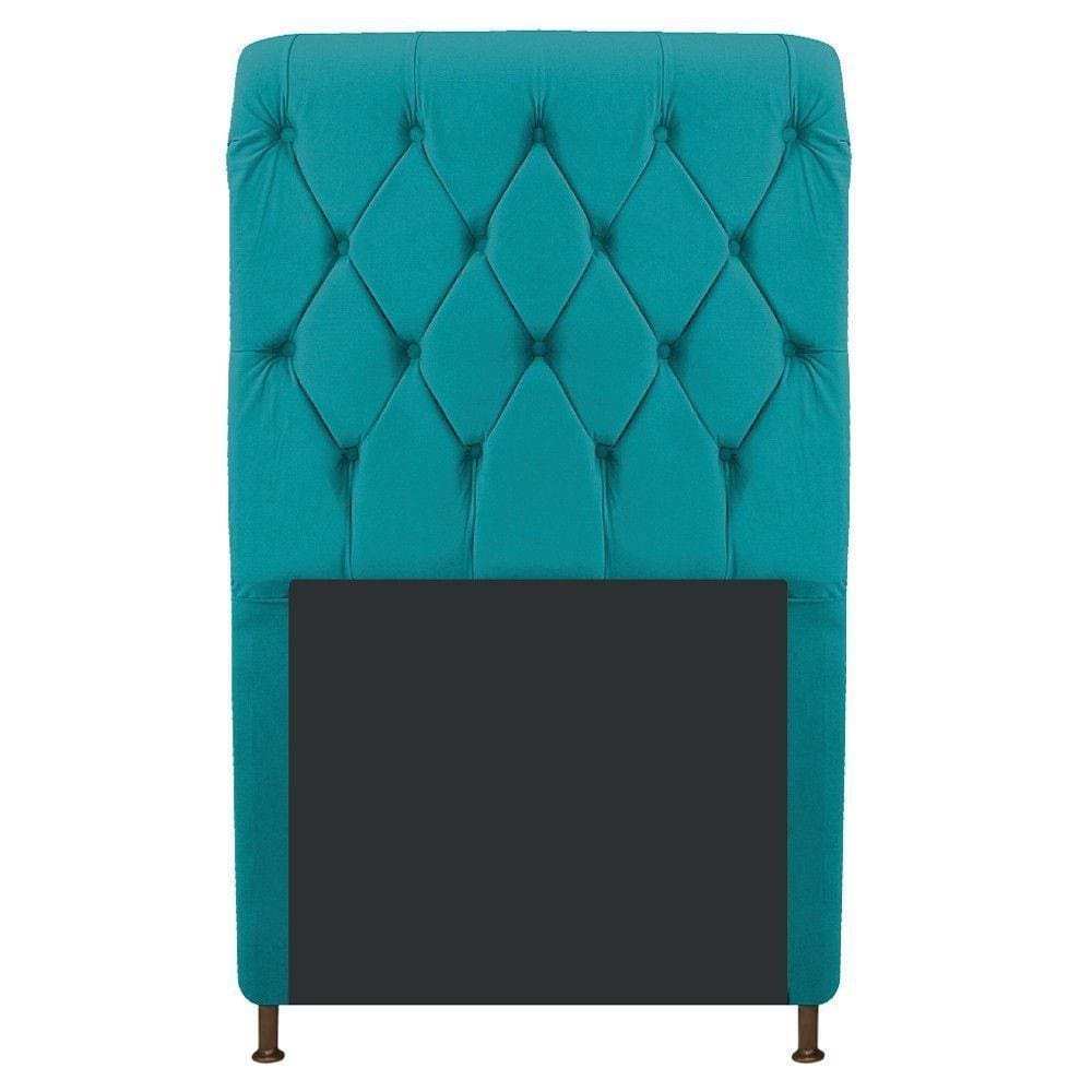 Cabeceira Estofada Cristal 100cm Solteiro Azul Turquesa