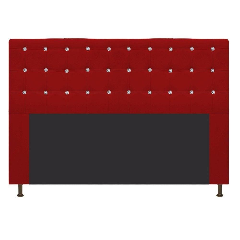 Cabeceira Estofada Dama 140 Cm Casal com Strass Vermelho