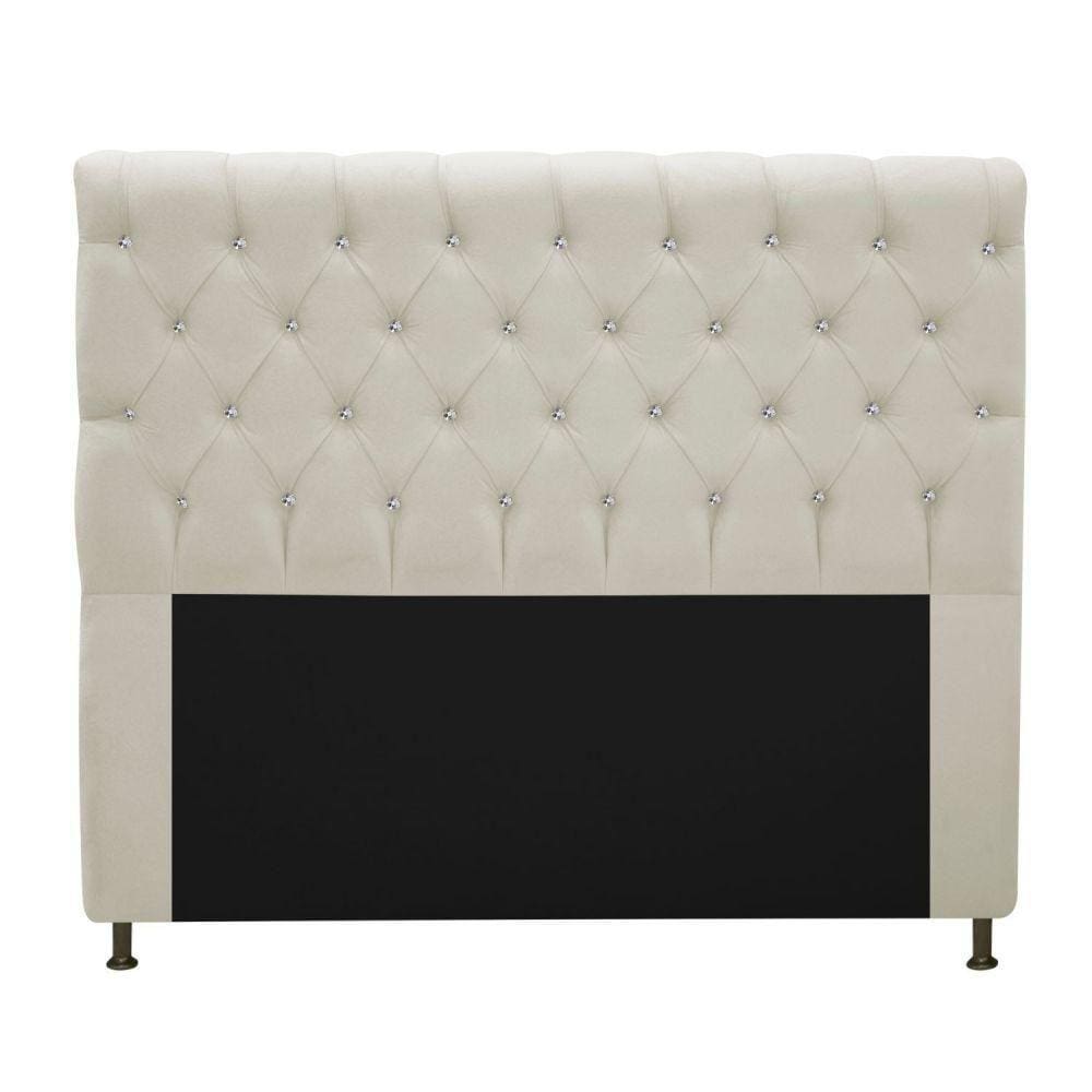 Cabeceira Estofada Cristal 195cm King Size Bege