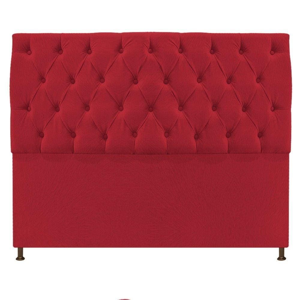 Cabeceira Sofia 140cm Casal Suede Vermelho