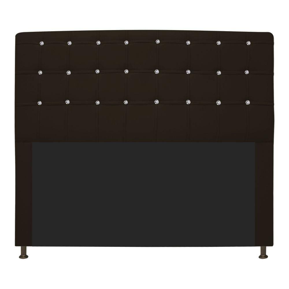 Cabeceira Estofada Dama 140 Cm Casal com Strass Marrom
