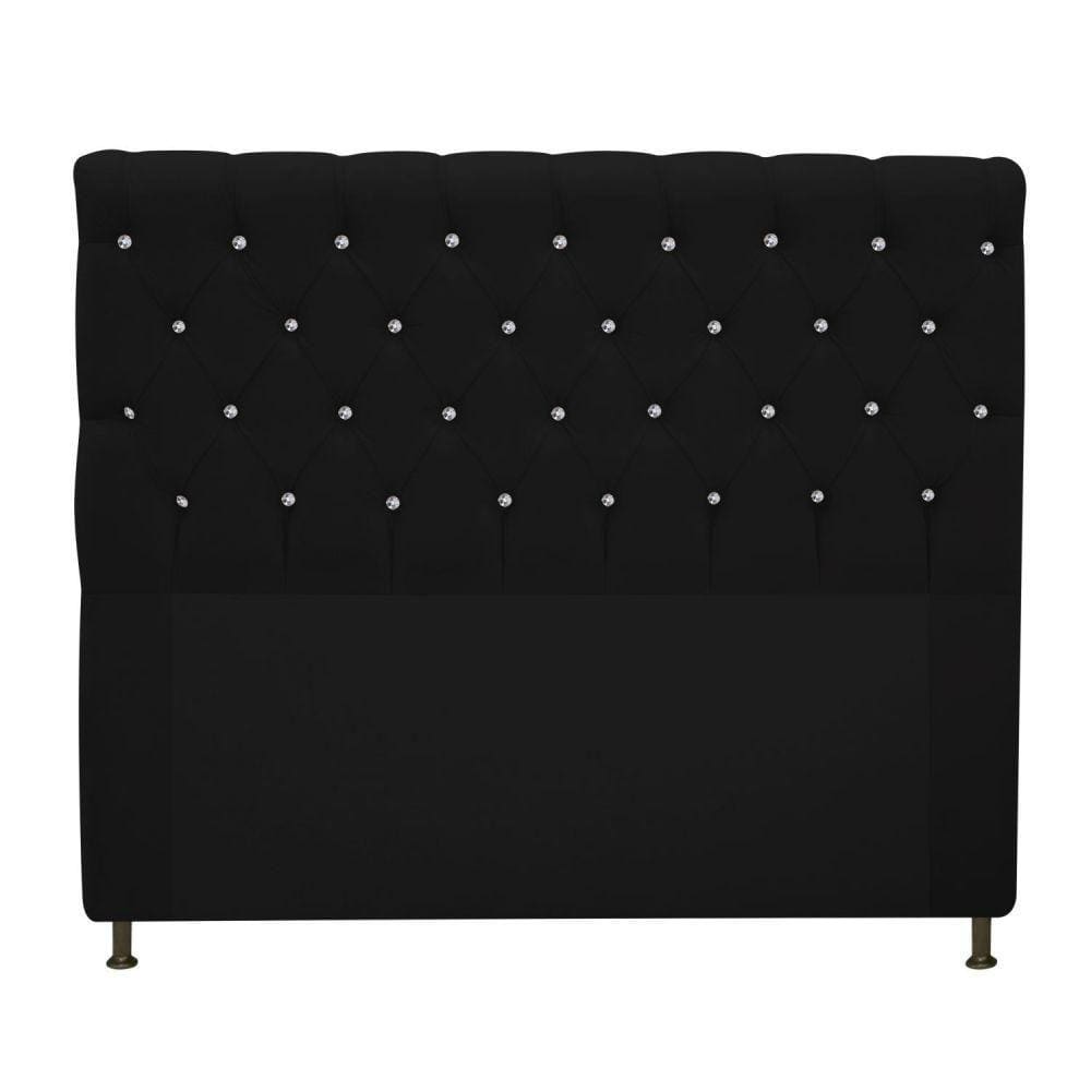 Cabeceira Estofada Cristal 195cm King Size Preto