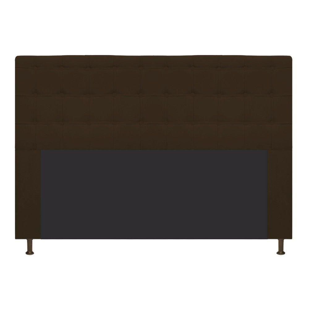 Cabeceira Estofada Dama 160 Cm Queen Size com Botonê Marrom