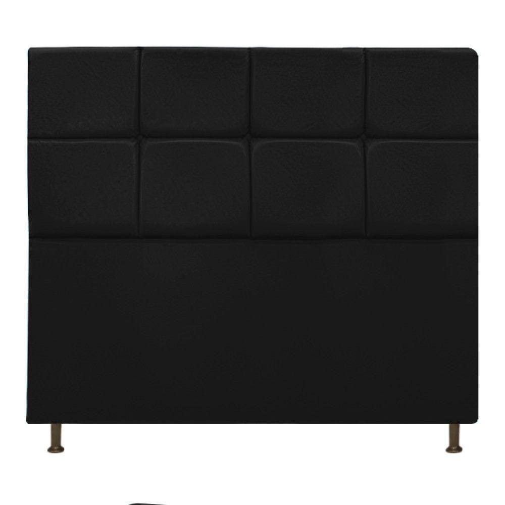 Cabeceira Estofada Damares 140cm Casal com Botonê Preto