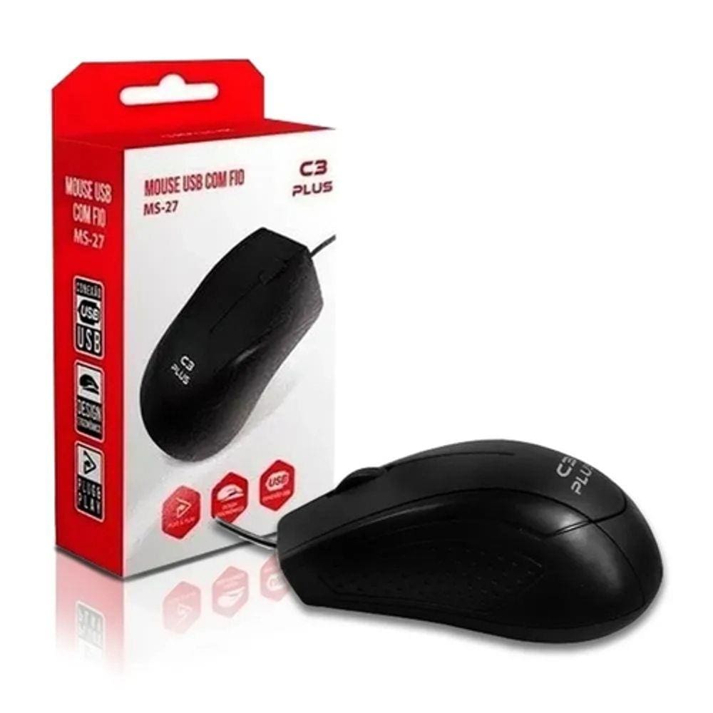 Mouse C3tech Ms27bk Com Fio Preto