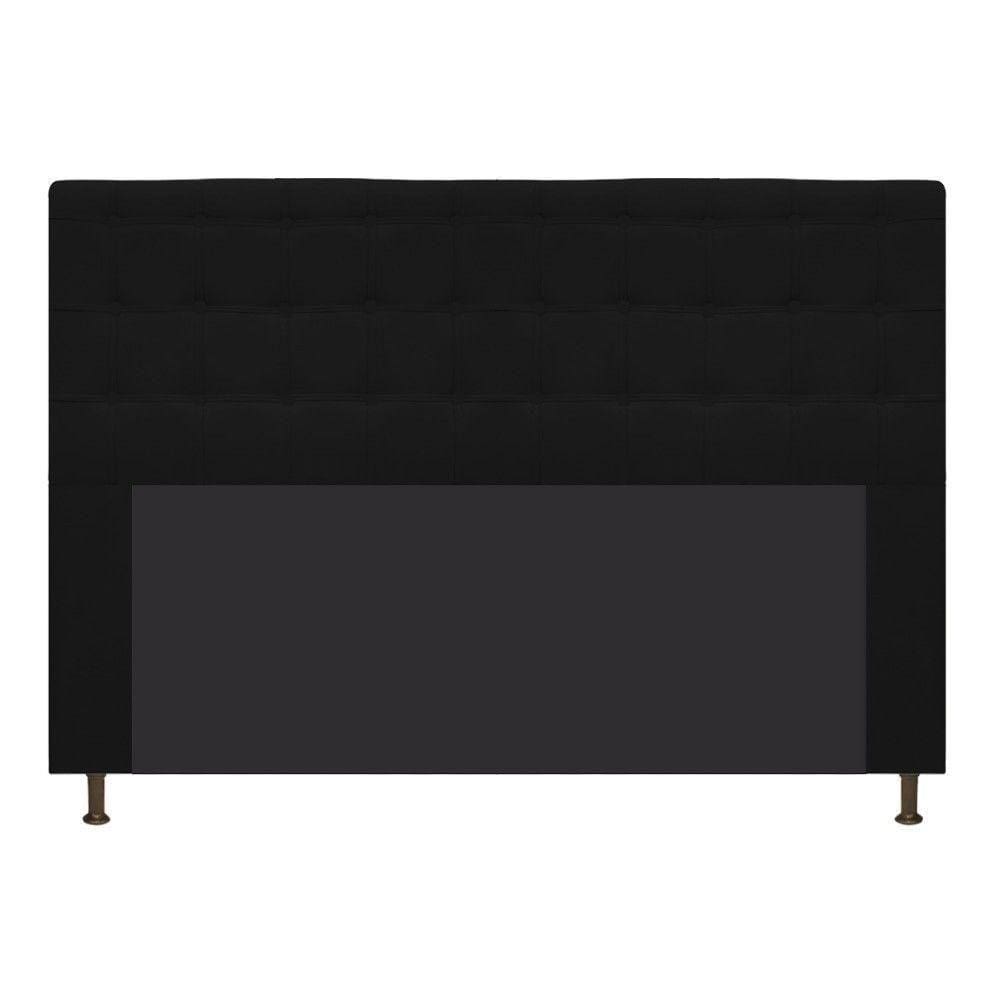 Cabeceira Estofada Dama 140cm Casal Suede Preto