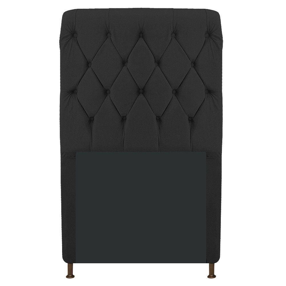 Cabeceira Estofada Cristal 90cm Solteiro Preto