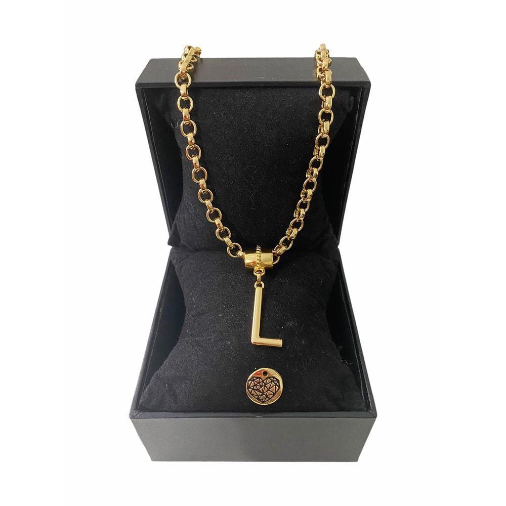Colar Feminino Elo Português Grosso 6mm Letra \"L\"