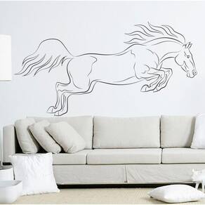 Quadro decorativo Cavalo Preto Pulando Para Sala Quarto Escr