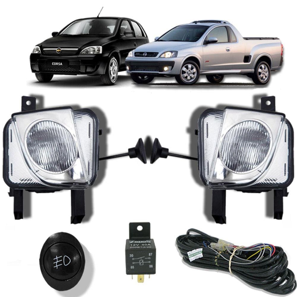 Kit Farol de Milha Neblina Chevrolet Novo Corsa 2002 à 2012 Montana 2002 à 2010 BT Alternativo