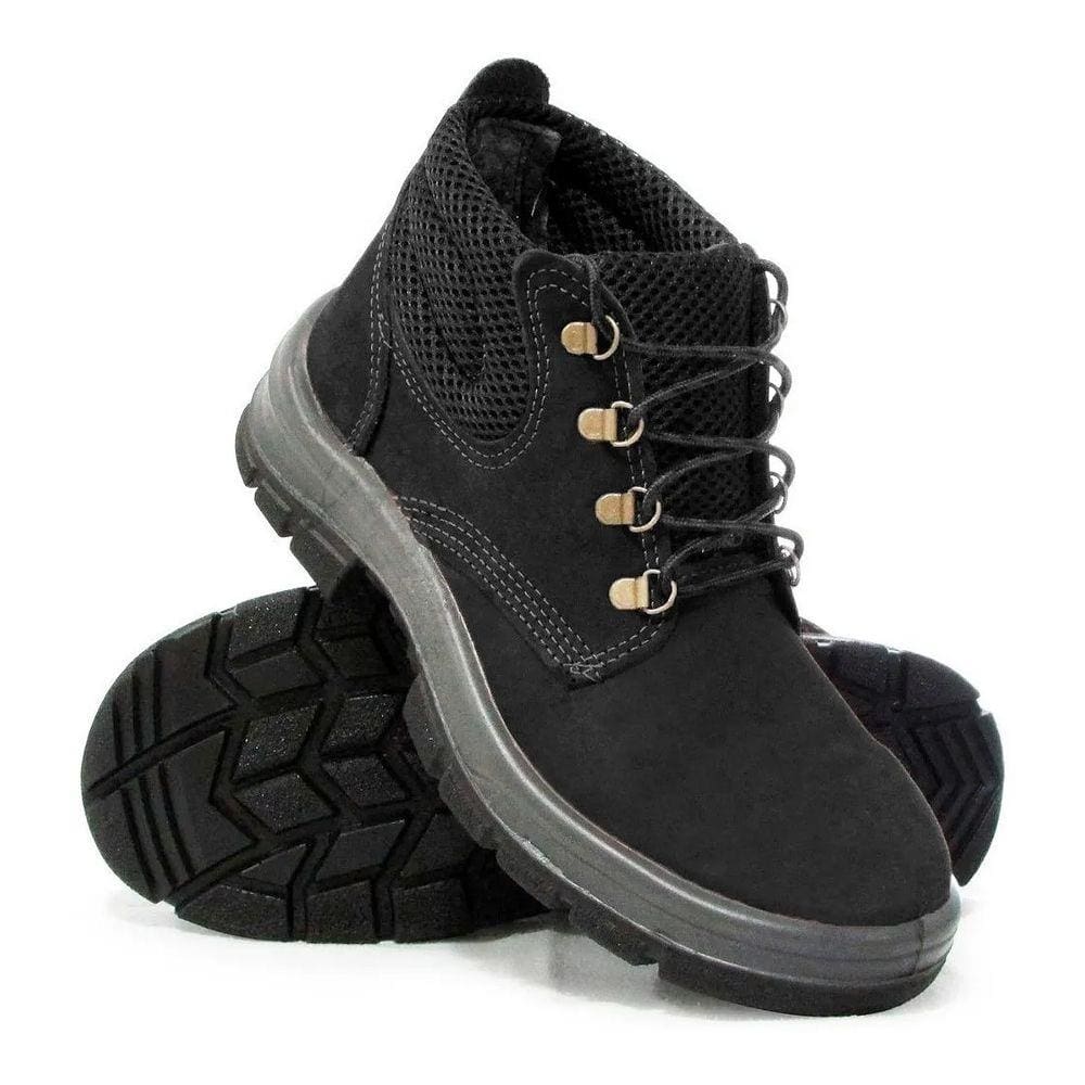 Botina Amarrar Couro Nobuck Preto N43 - Kala