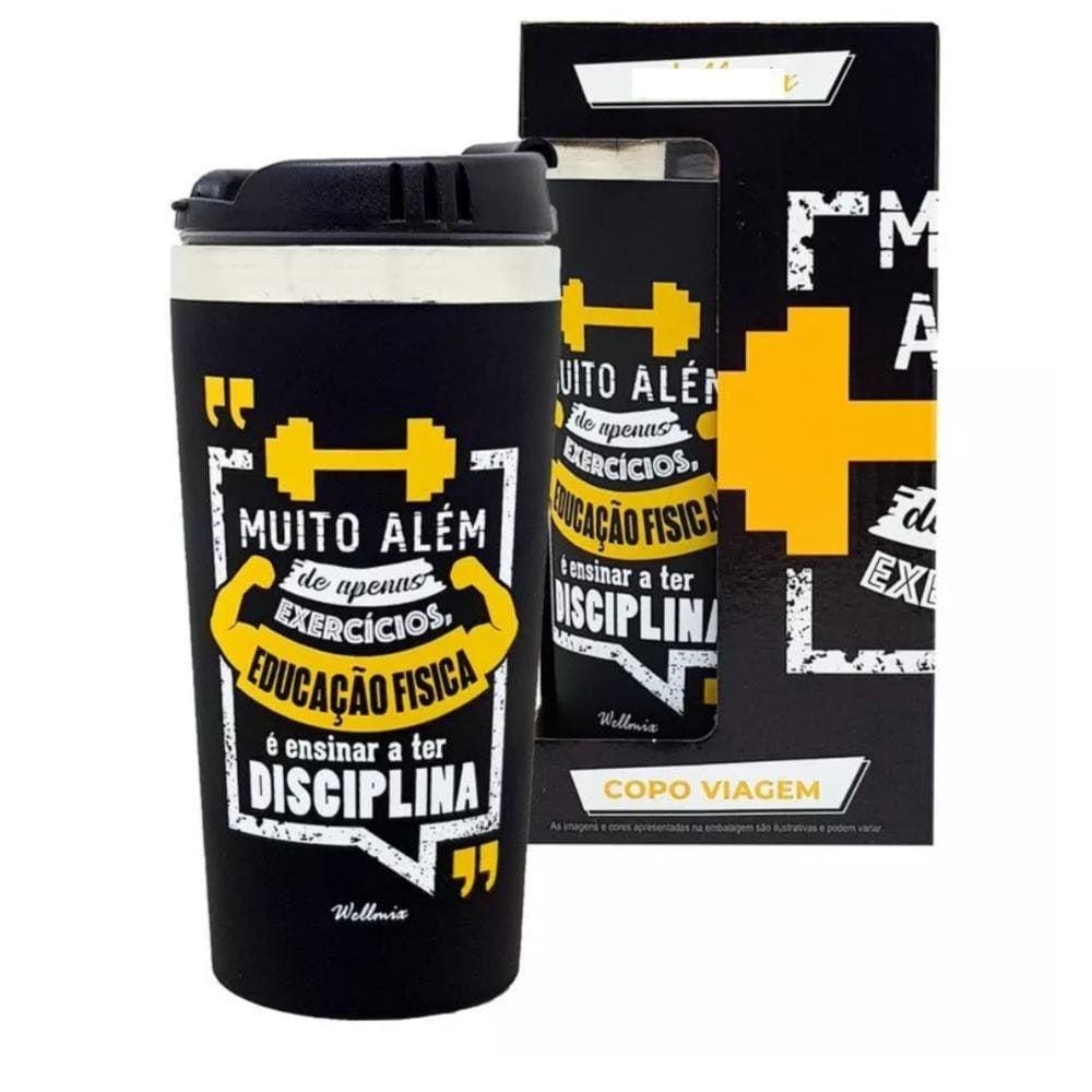 Copo Inox Térmico 450Ml Educação Física Preto Presente