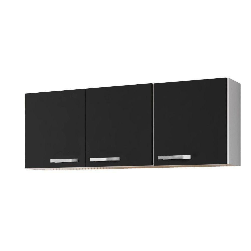 Armário Aéreo 3 Portas 150cm Lumil Móveis Branco e Preto