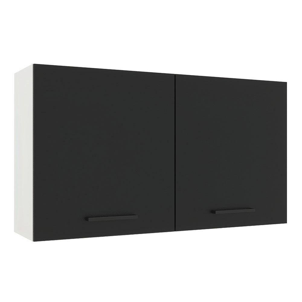 Armário Aéreo Madesa Agata 120cm 2 Portas Branco e Preto