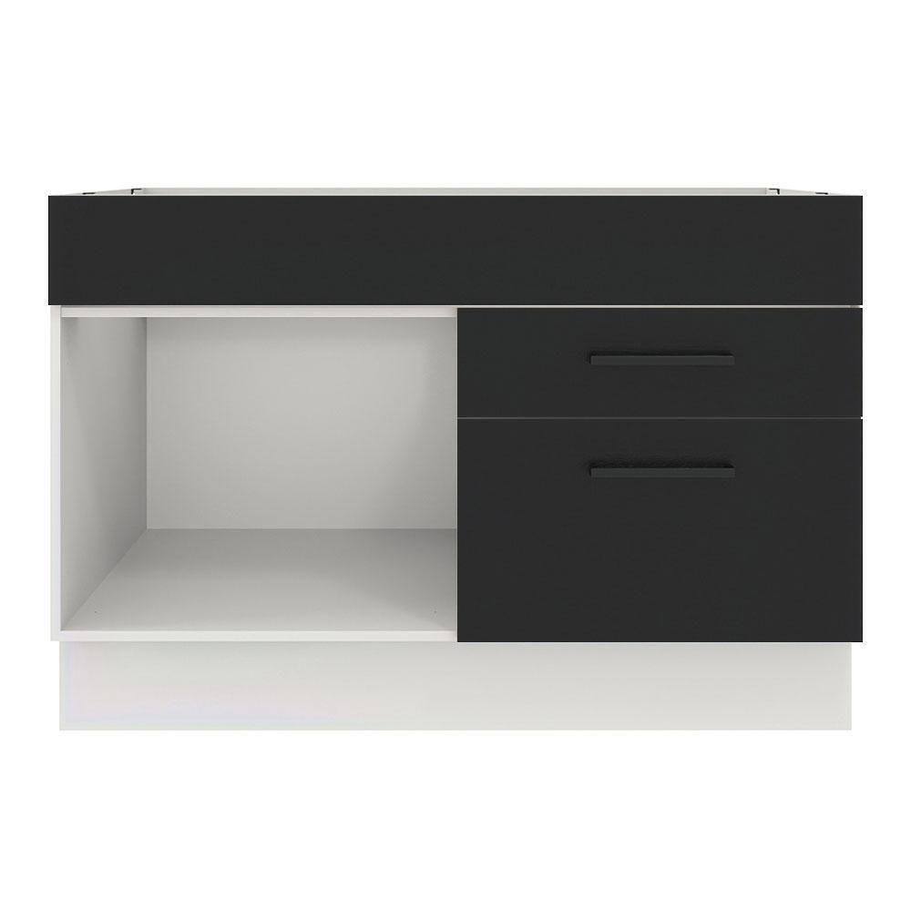Balcão de Pia Madesa Agata 1 Porta e 2 Gavetas Branco Preto