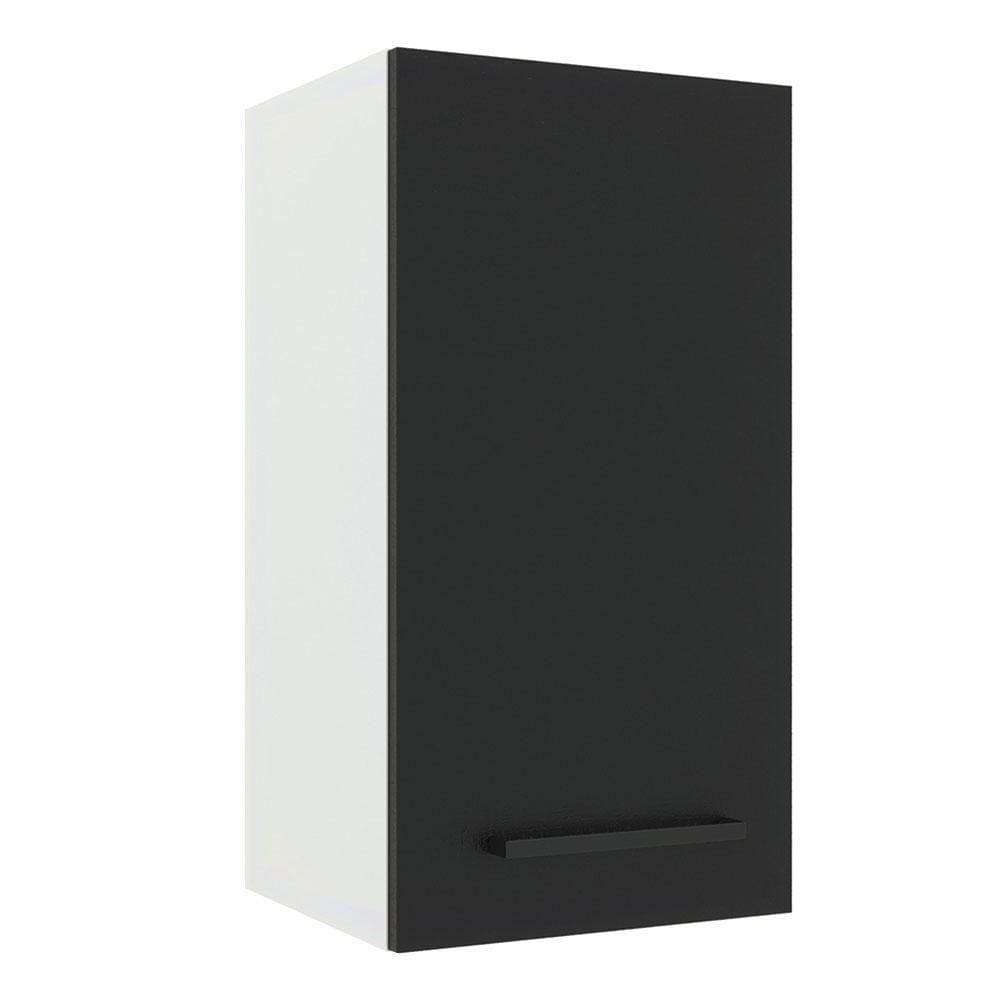 Armário Aéreo Madesa Agata 35cm 1 Porta Branco e Preto