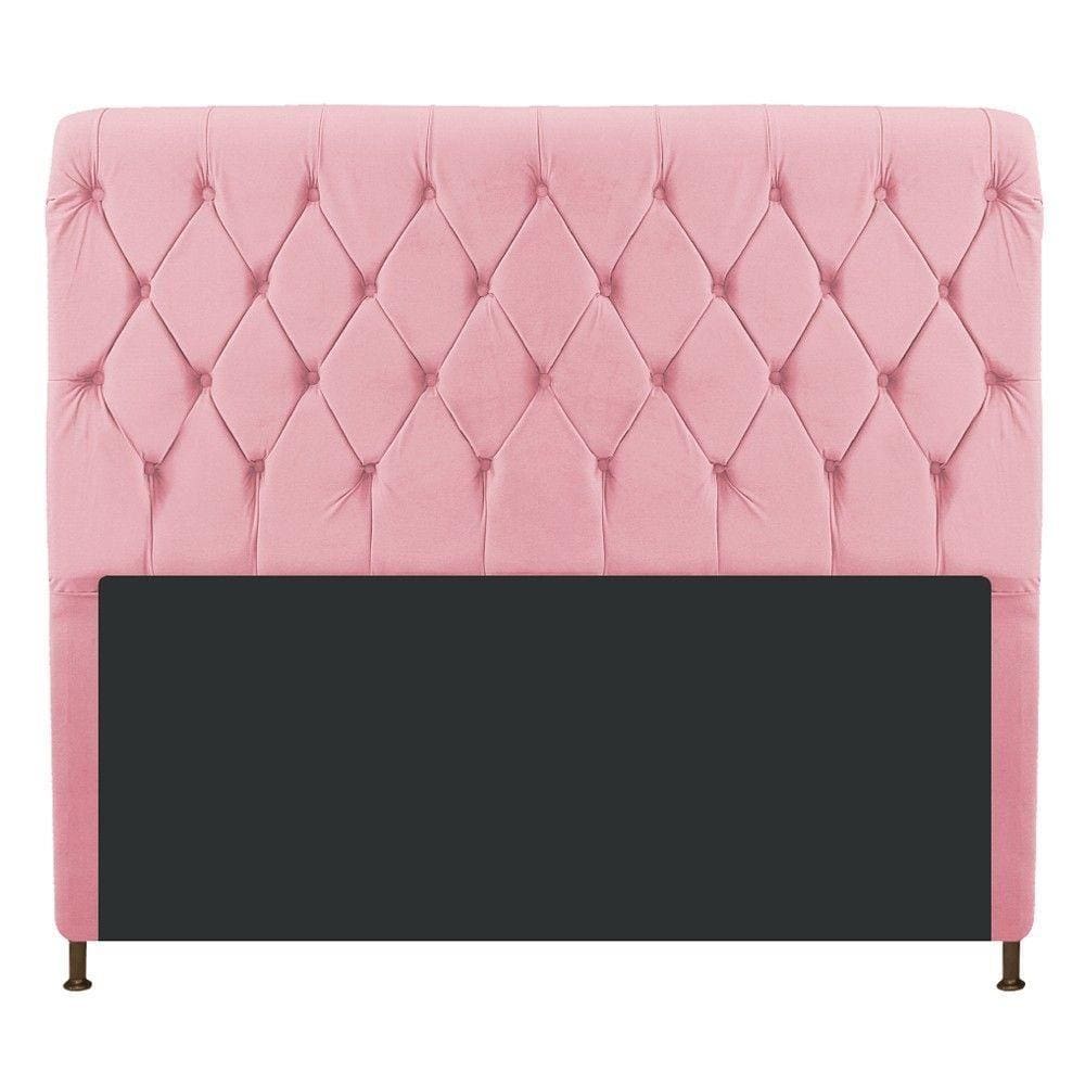 Cabeceira Estofada Cristal 140cm Casal Rosa Bebê