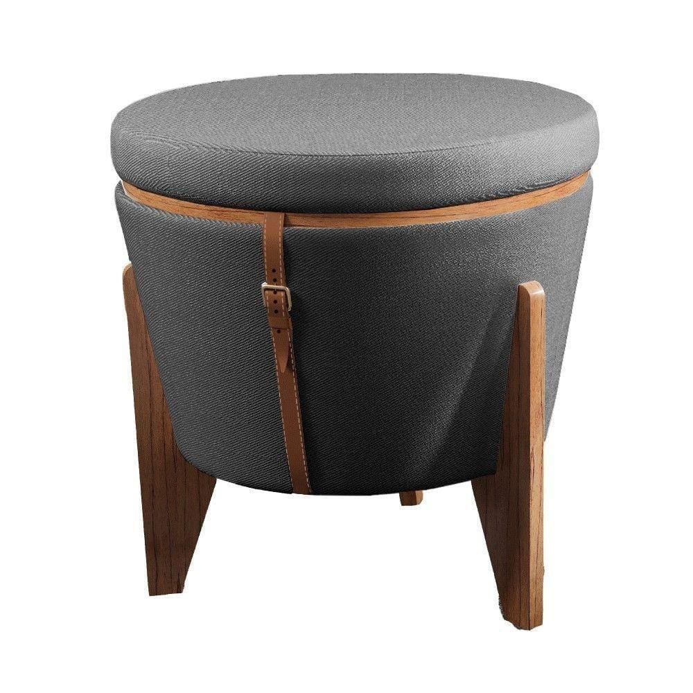 Puff Decorativo Amsterdam Bisart Decor Linho Grafite