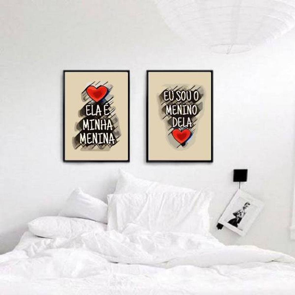Kit 2 Quadros Decorativos Ela é Minha Menina