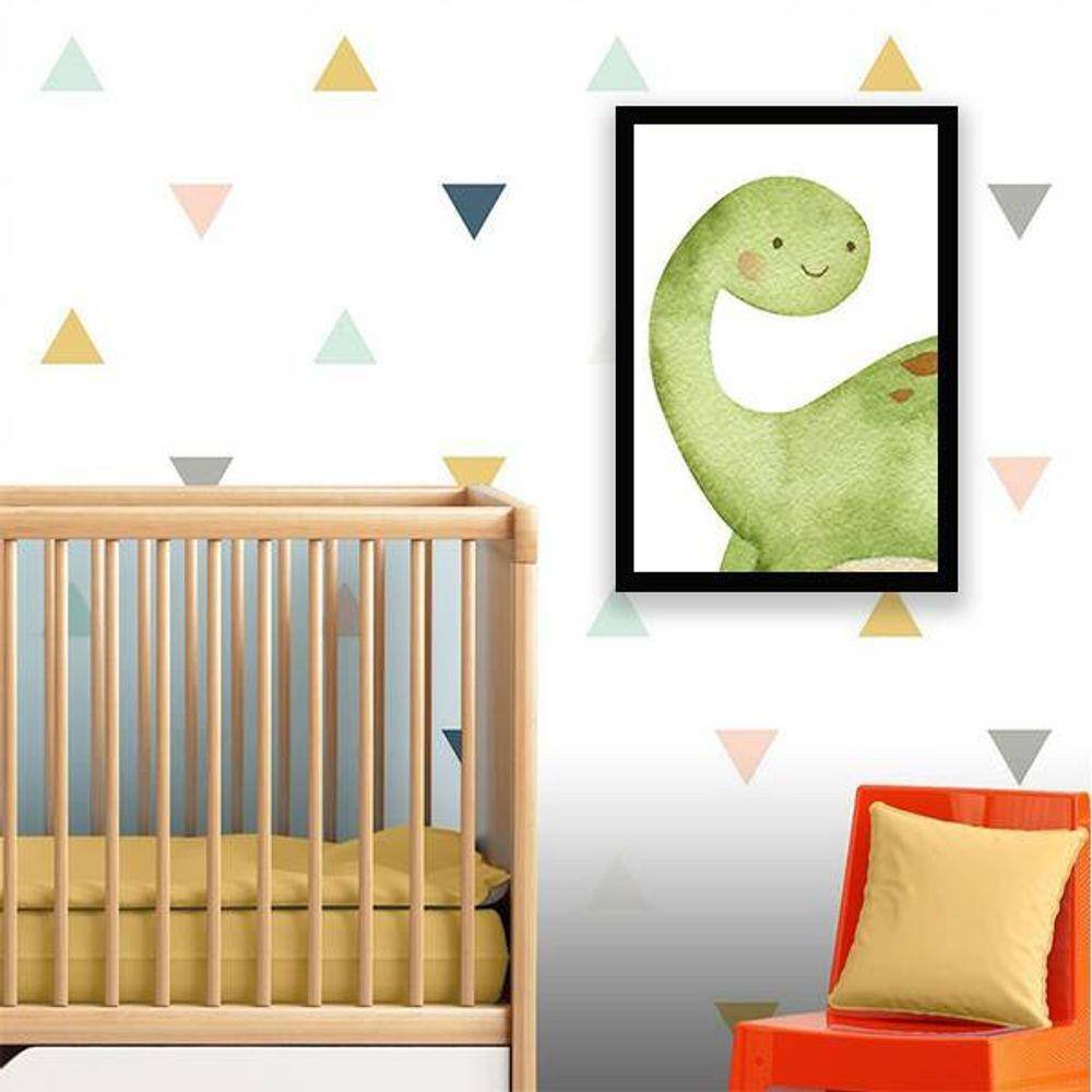 Quadro Infantil Desenho Dinossauro Verde Roar