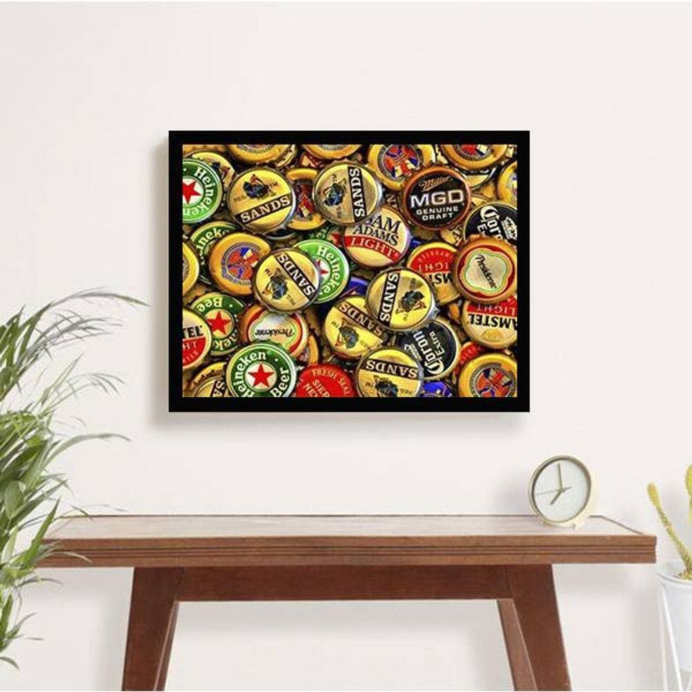 Quadro Decorativo Tampinhas de Cerveja