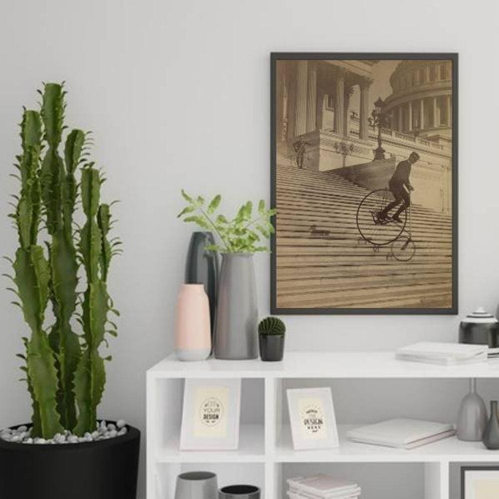 Quadro Decorativo Fotografia Homem Antigo de Bicicleta
