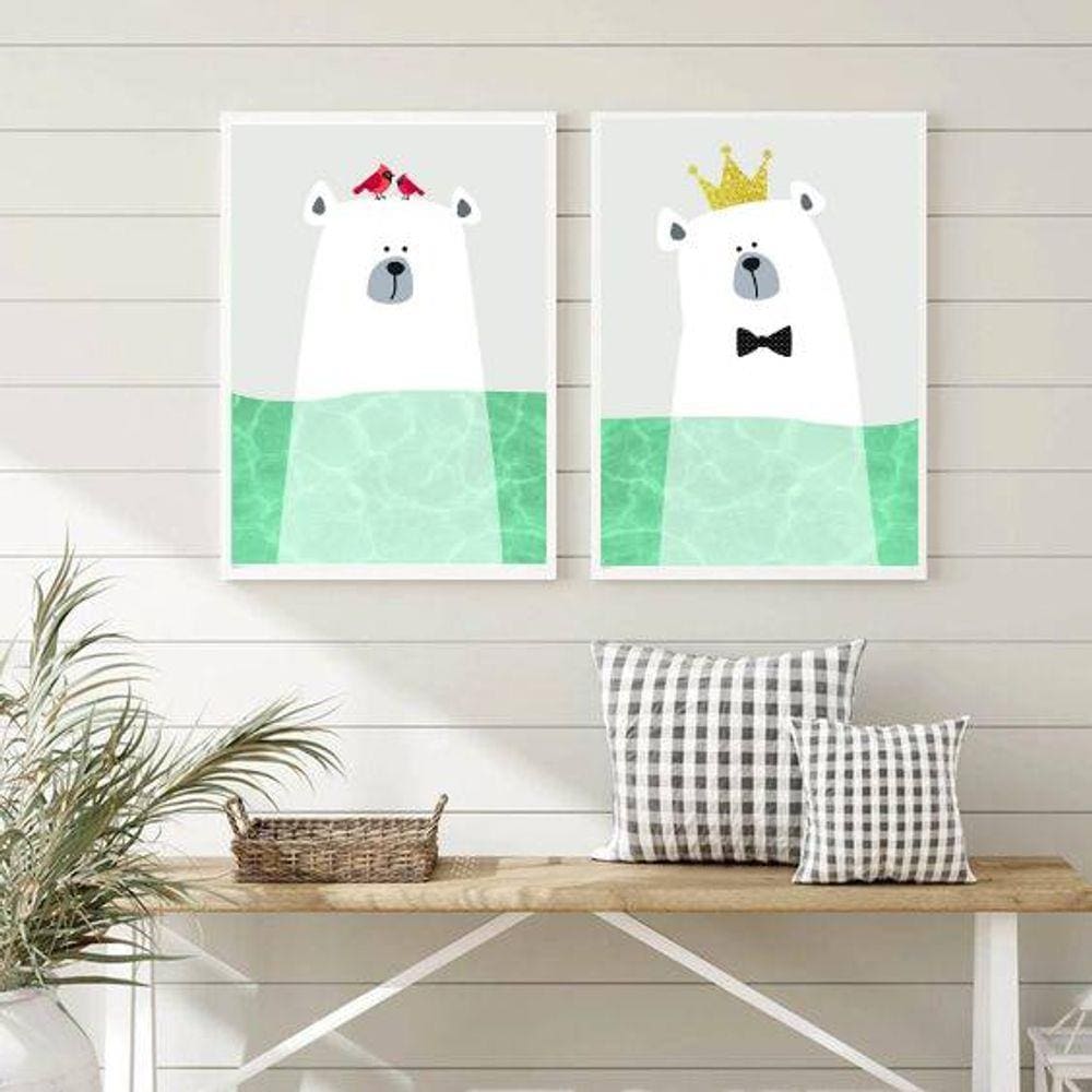 Kit 2 Quadros Decorativos Sea Bear