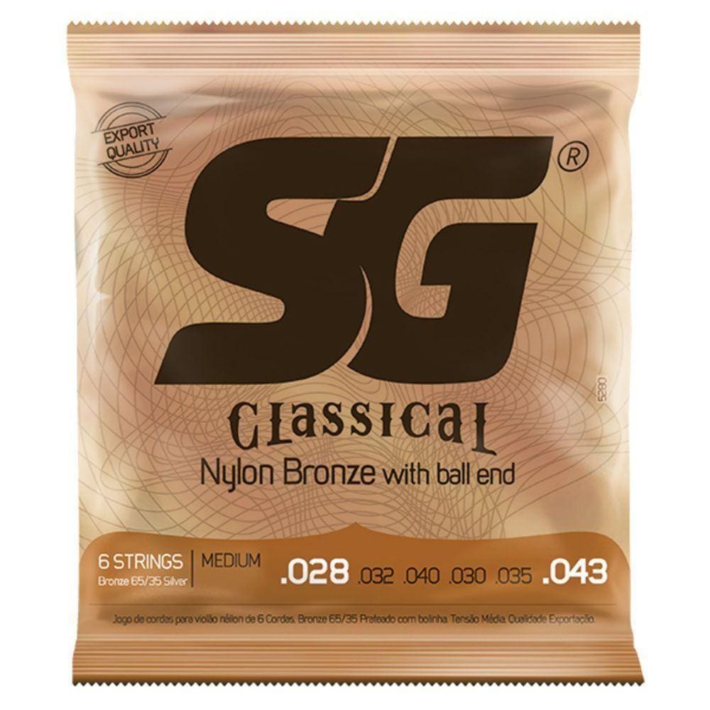 Jogo Cordas Violão Nylon 65/35 Prata Bronze Tensão Leve Sg